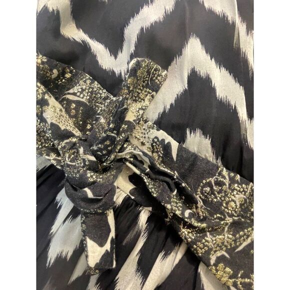 Milly New York Chevron Print Silk Sheath Dress W/ Gold Shimmer 6 Fits size 4 - Picture 4 of 5